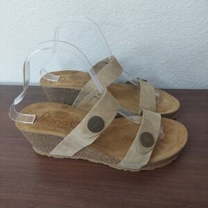 Yokono Leather Cork Wedge Sandals Size 7.5